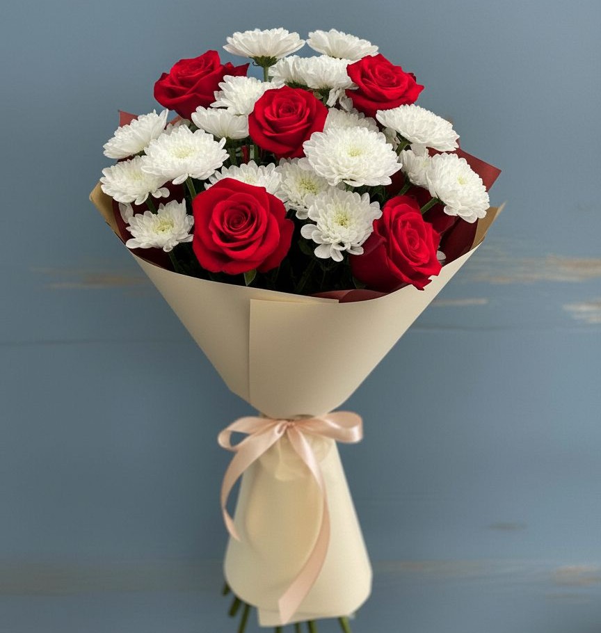 Букет цветов из: Розы и Хризантемы в Рассвете Ростовской области