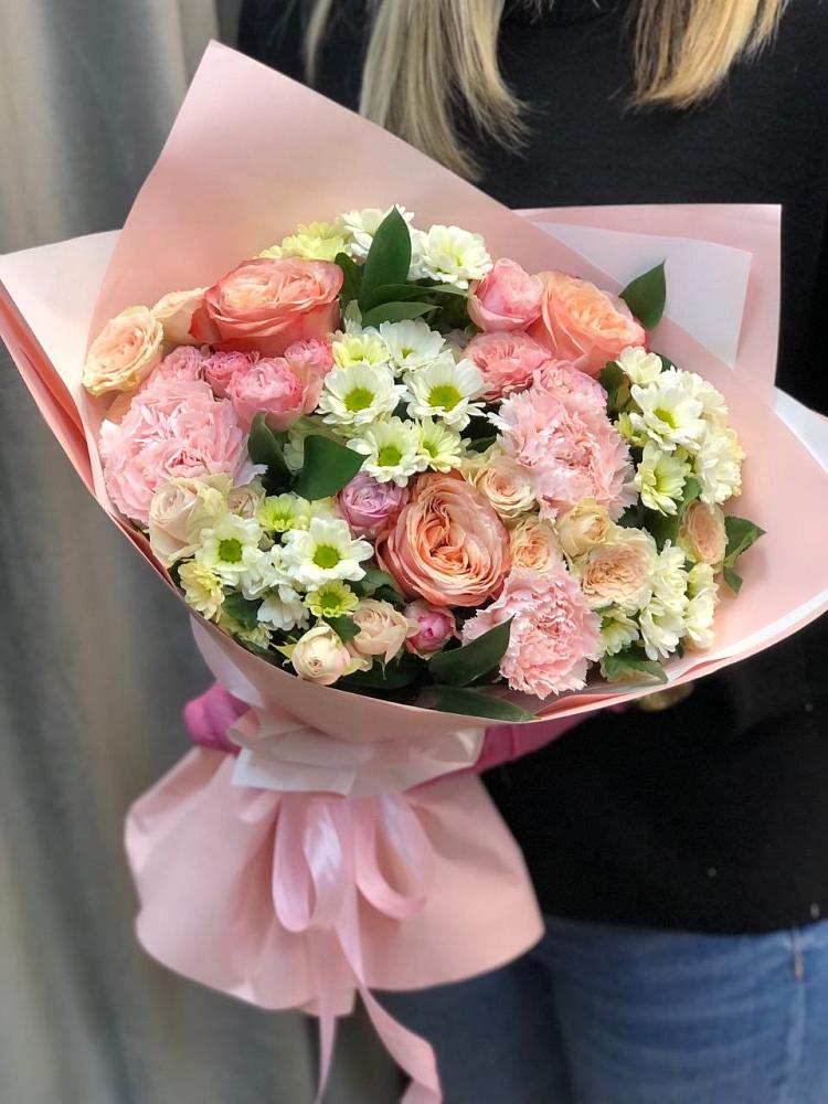 Букет цветов из: Гвоздики, Розы и Хризантемы в Рассвете Ростовской области