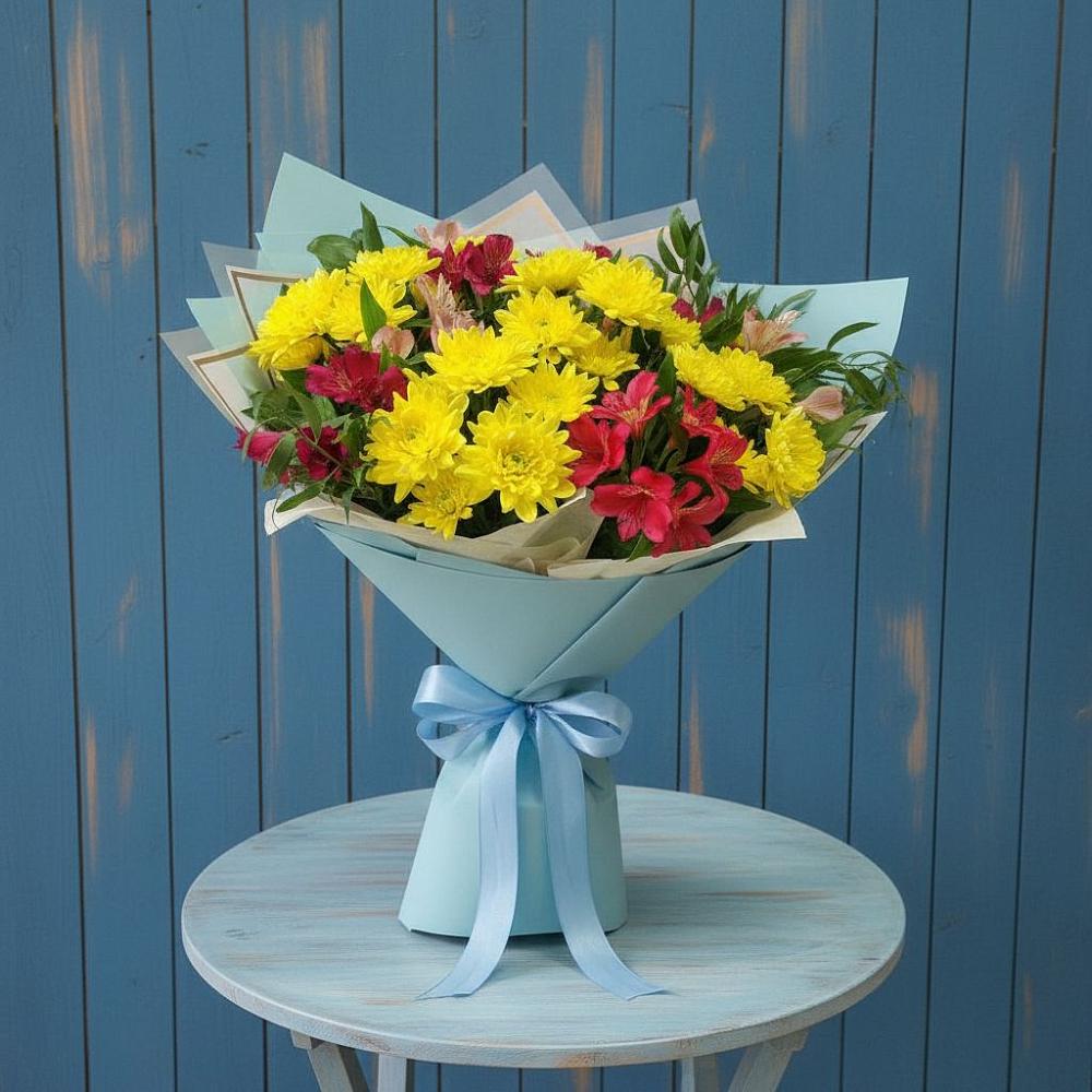 Букет цветов из: Альстромерии и Хризантемы в Рассвете Ростовской области