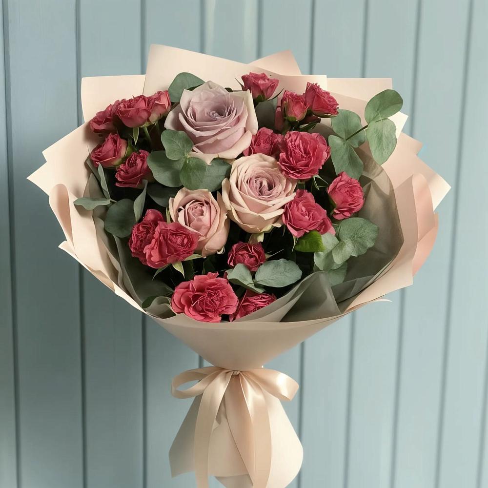 Букет цветов из: Гвоздики и Розы в Рассвете Ростовской области