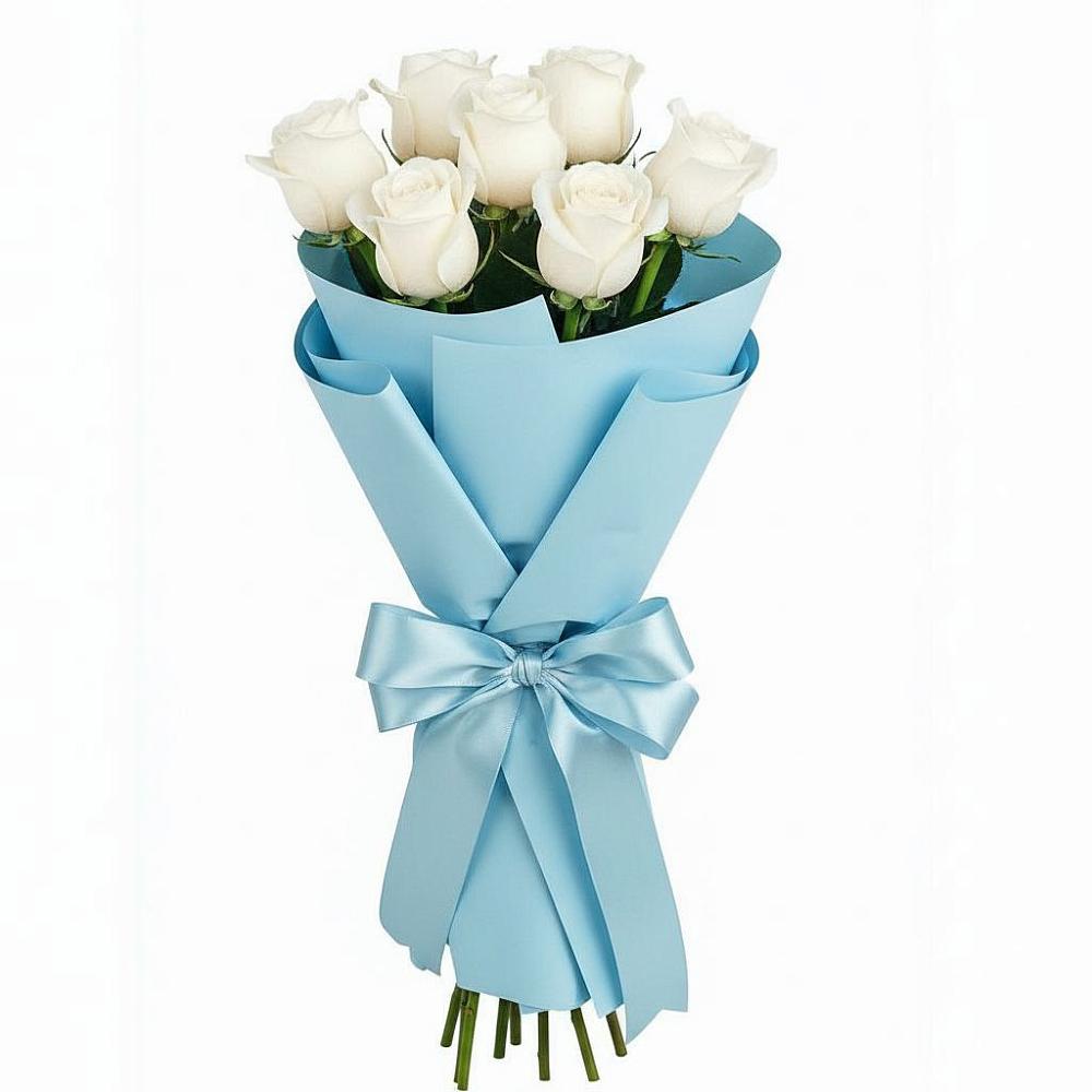 Букет 7 белых роз Проуд в Рассвете Ростовской области