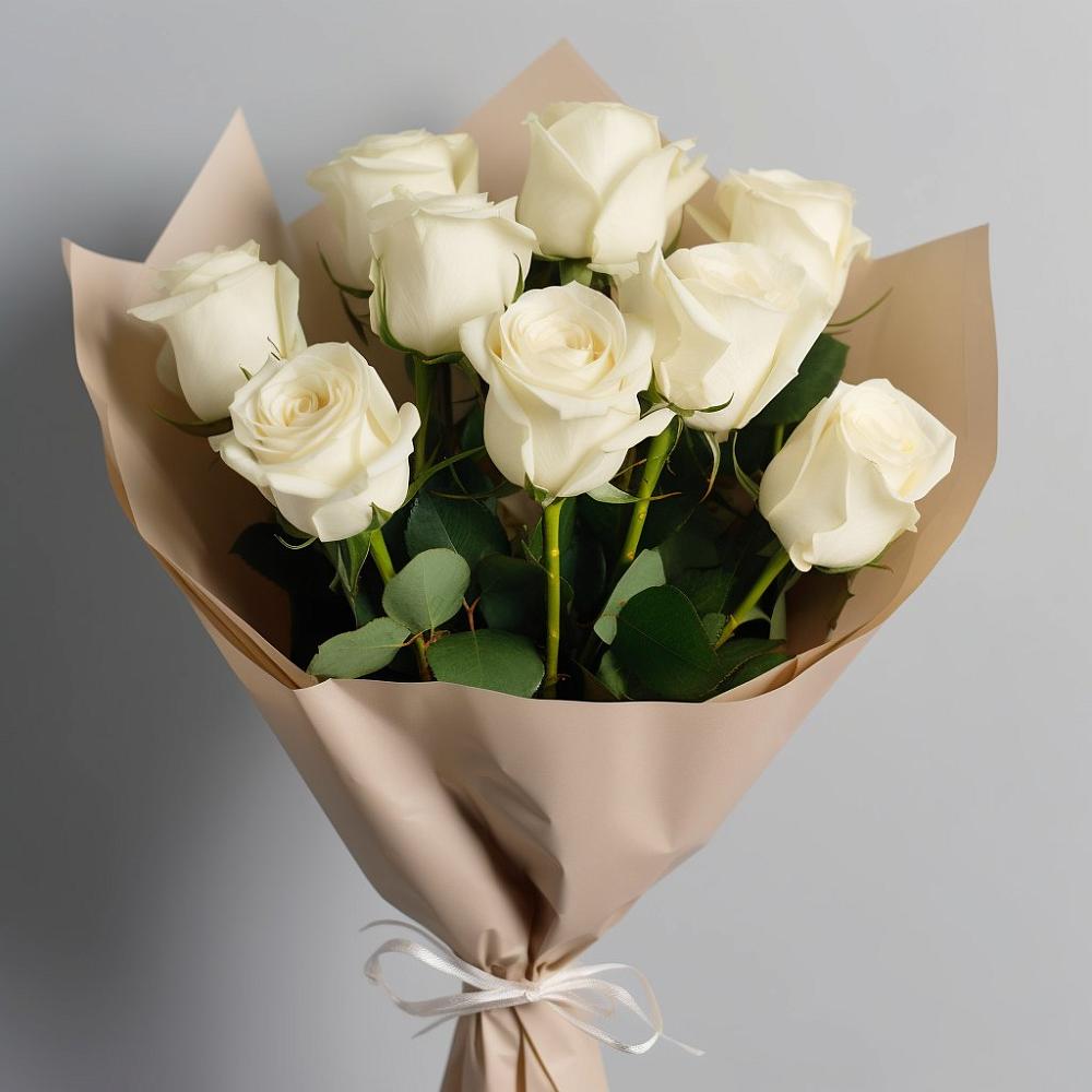 Букет 9 Белых роз Эдлесс Лав в Рассвете Ростовской области