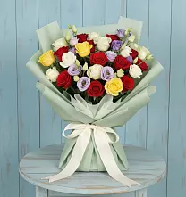 Букет цветов из:  Розы #REPLACE_PRED# Рассвете Ростовской области