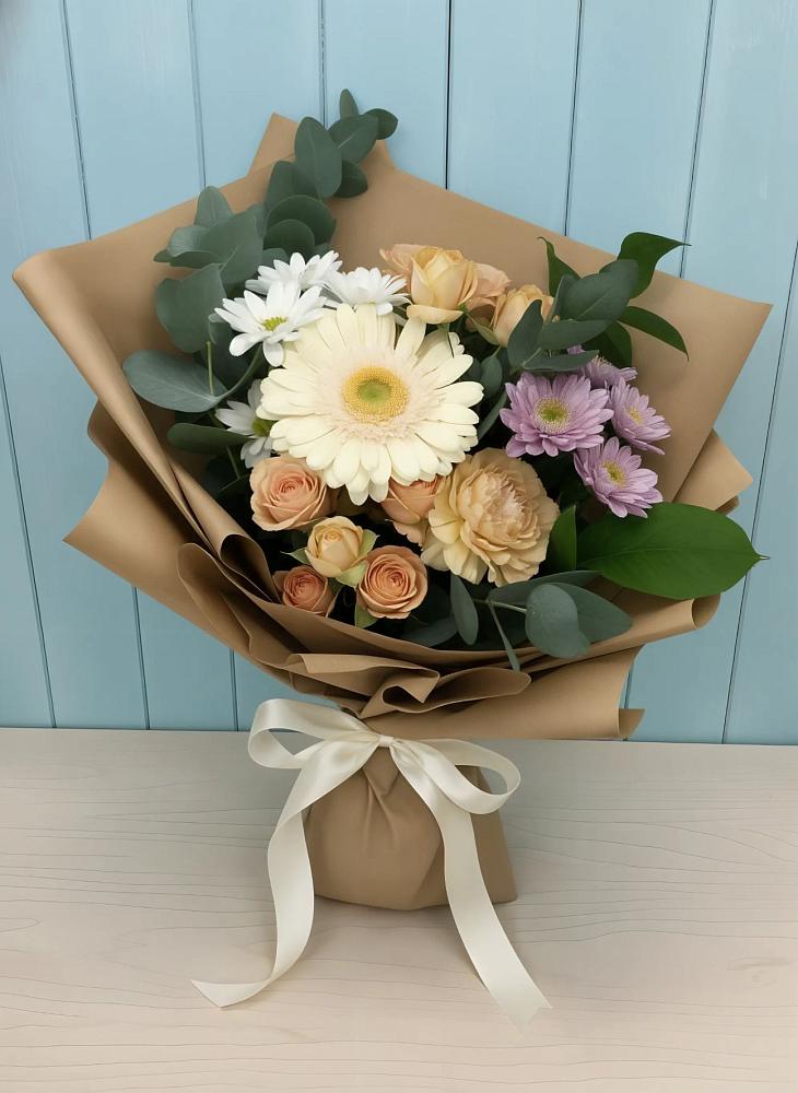 Букет цветов из: Герберы и Хризантемы в Рассвете Ростовской области