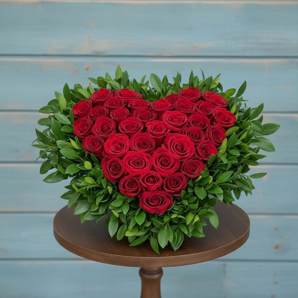 Цветочная композиция из Розы в виде сердца в Рассвете Ростовской области