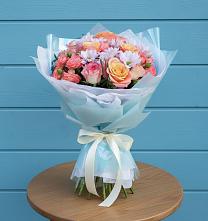 Букет цветов из:  Хризантемы и Розы в Рассвете Ростовской области