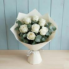 Букет Белые розы в Эвкалипте #REPLACE_PRED# Рассвете Ростовской области